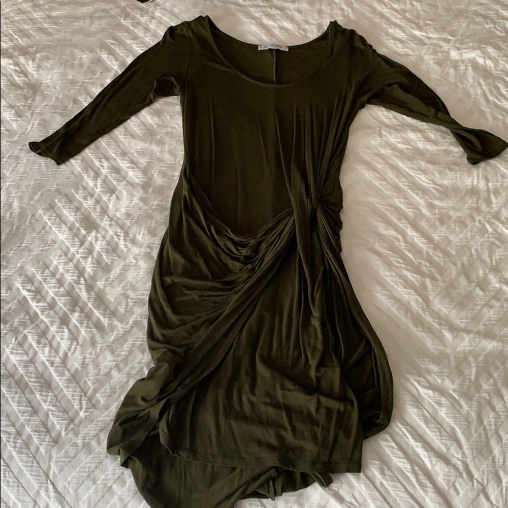 Olive Green High Low bodycon dress.